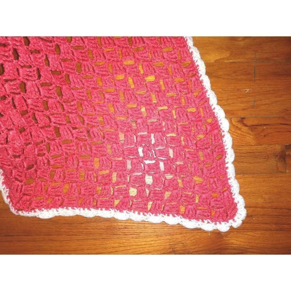 Afghan Throw Salmon pink Ivory 73.5